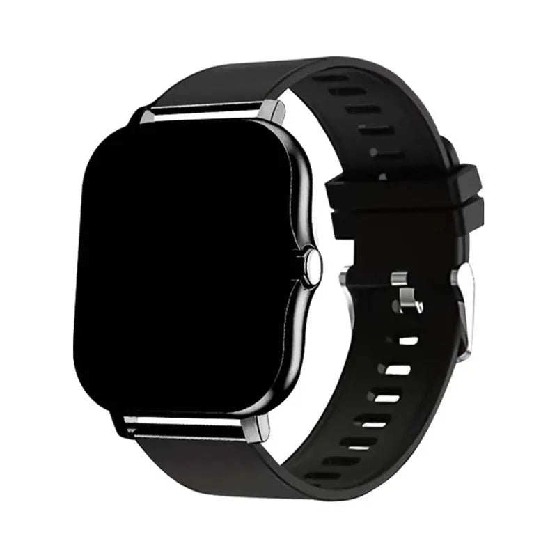Smart watch with colour touch screen and silicone strap, showing Bluetooth call interface.