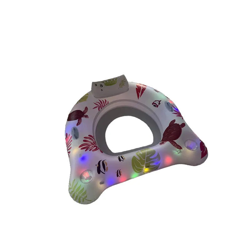 White luminous U-shaped inflatable seat float on water measuring 120x120cm