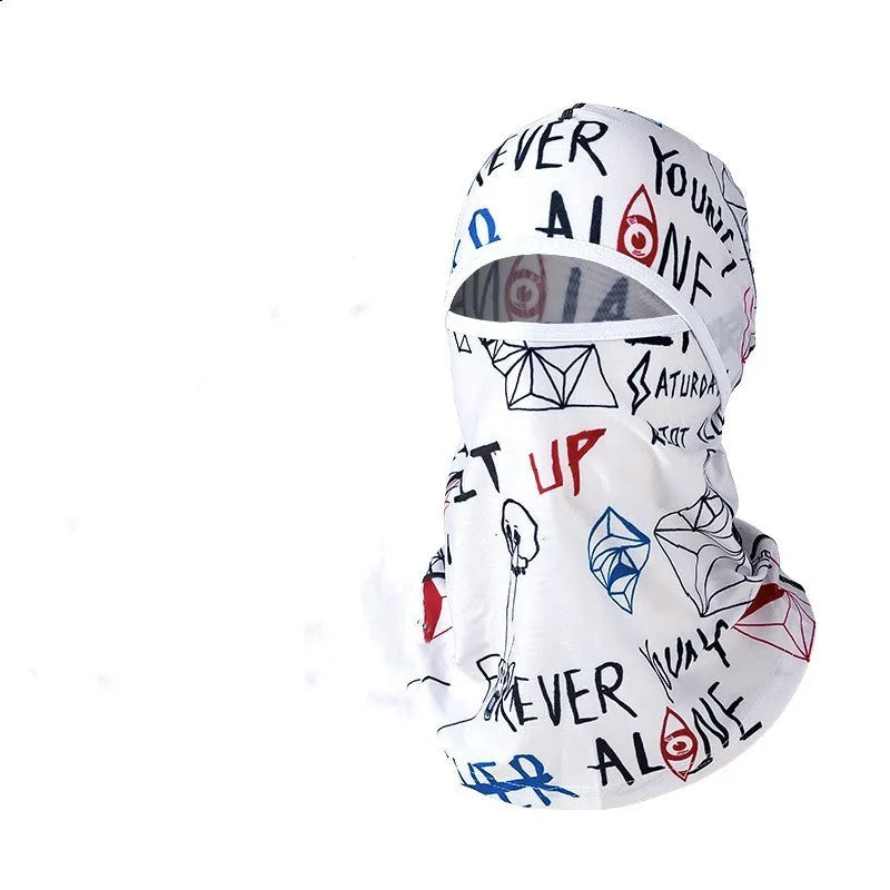 Cotton motorcycle head cover in street-style dome cap design with matching gloves