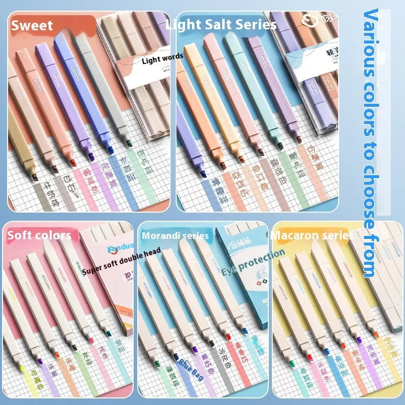 Set of double-ended fluorescent marking pens showing assorted bright colours from the Sweet and Salt series.