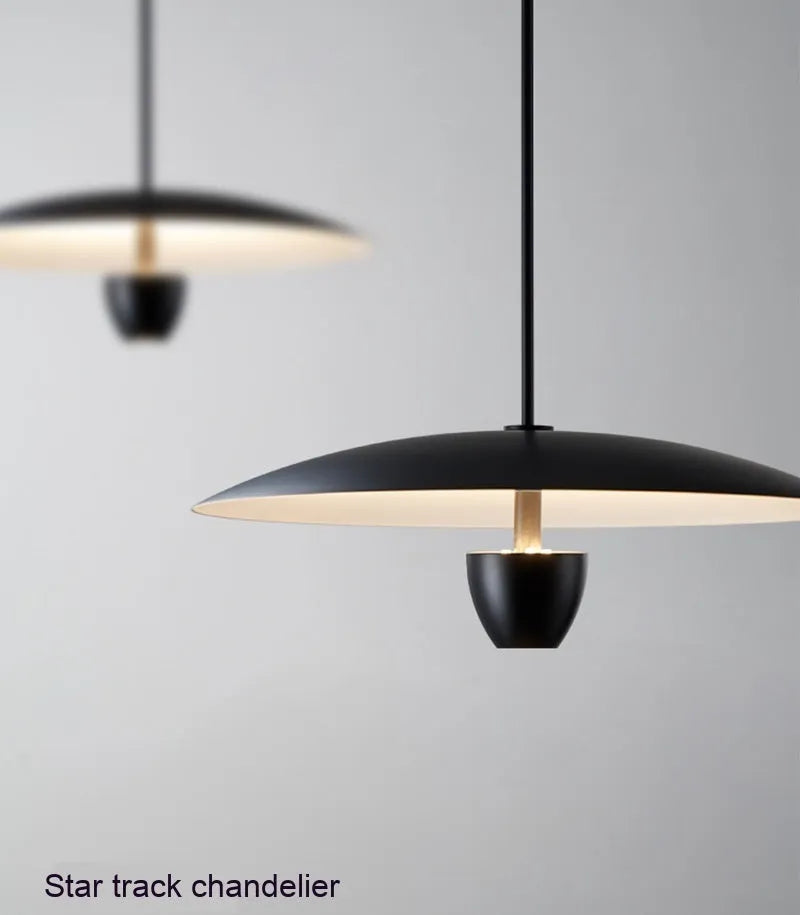 Black modern minimalist ceiling chandelier with 400mm diameter and warm white lighting