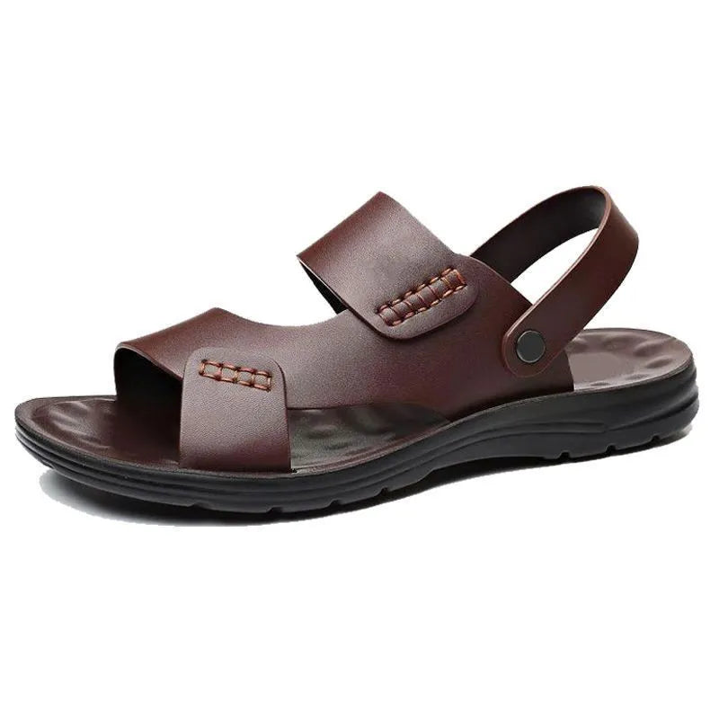Men's brown and black waterproof plastic casual sandals for the beach