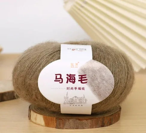 Mohair wool ball for DIY scarf kit with 34 colour options including white, grey, pink and blue