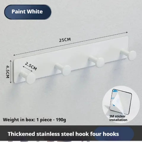 Modern iron adhesive wall hook with multiple rows, shown in white with mounting tape.