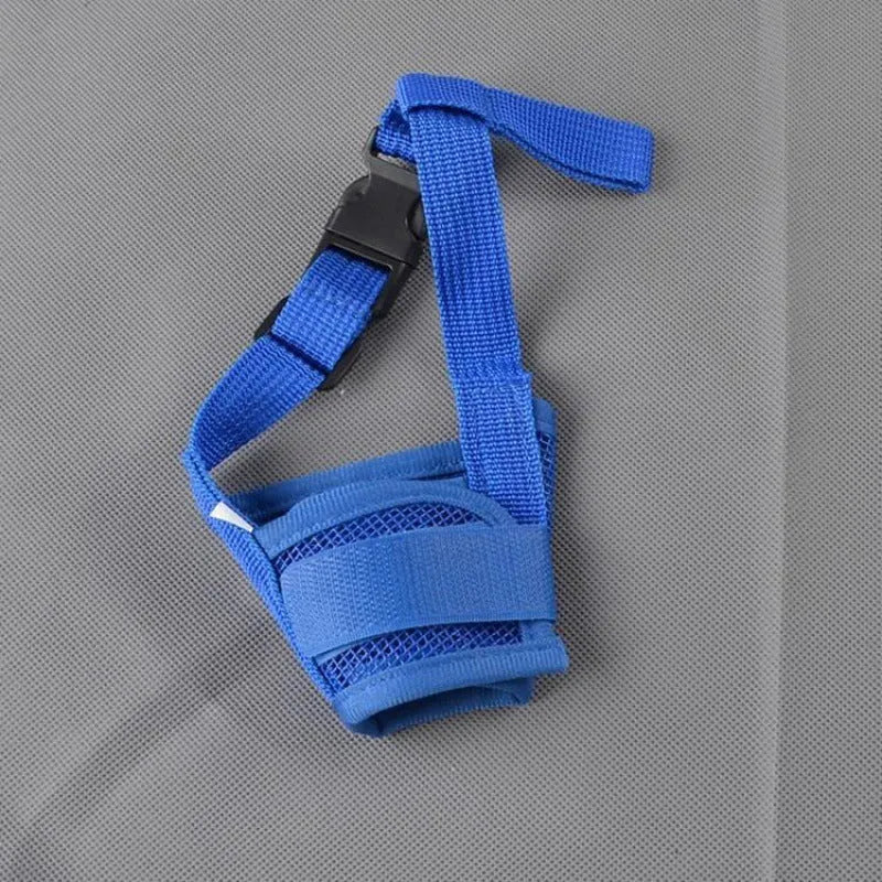 Adjustable plastic dog safety muzzle in cage design available in multiple colours and sizes