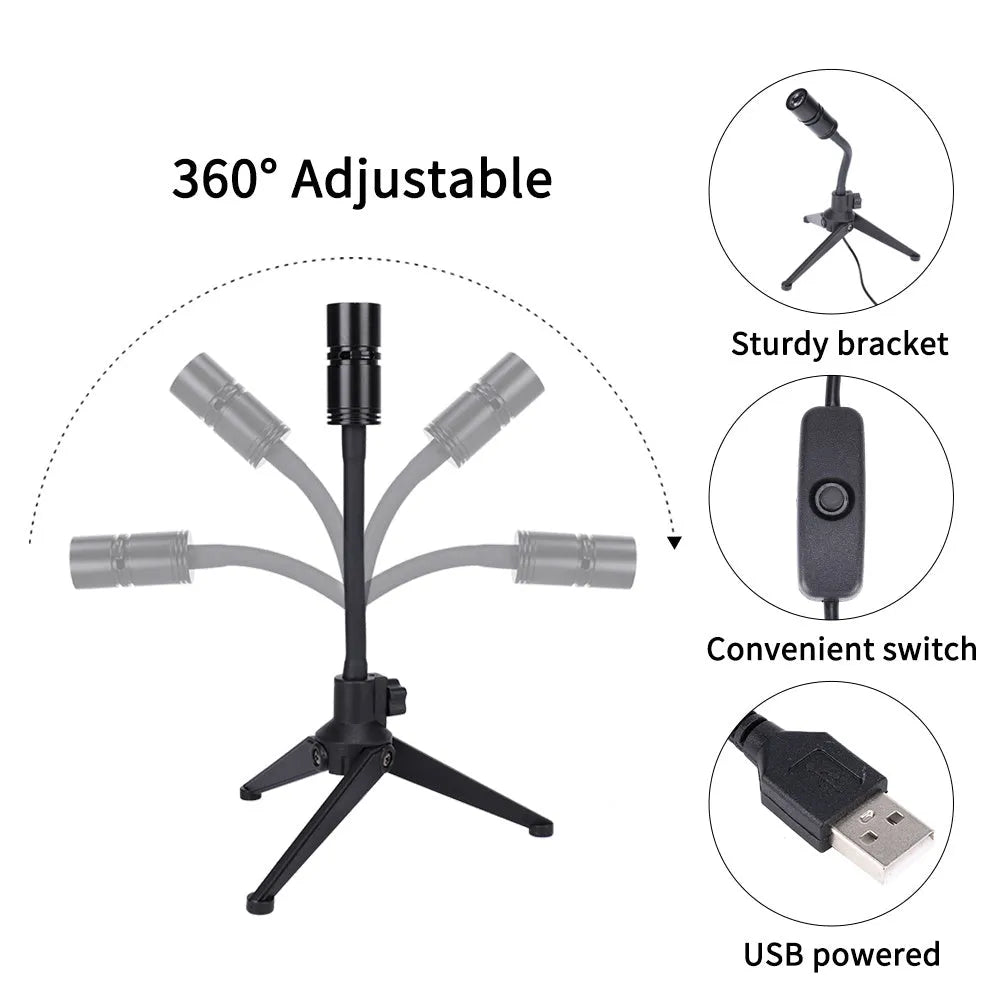 Star projector lamp showing earth projection with adjustable hose bracket and USB cable
