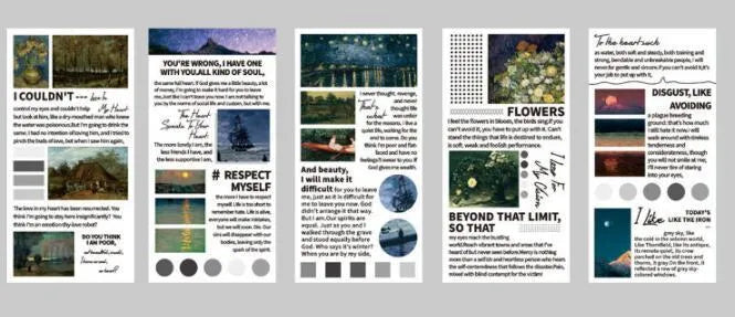 Pack of twenty rectangular paper stickers depicting landscape paintings, each measuring 60 by 120 millimetres.