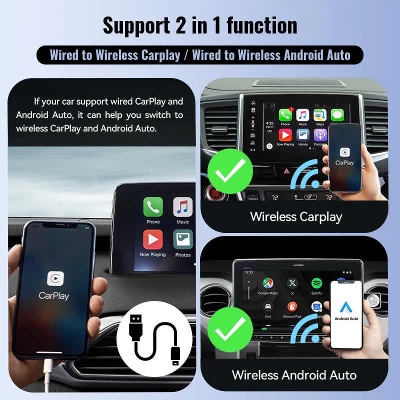Black mini CarPlay USB interface adapter with dimensions 26×55×13mm