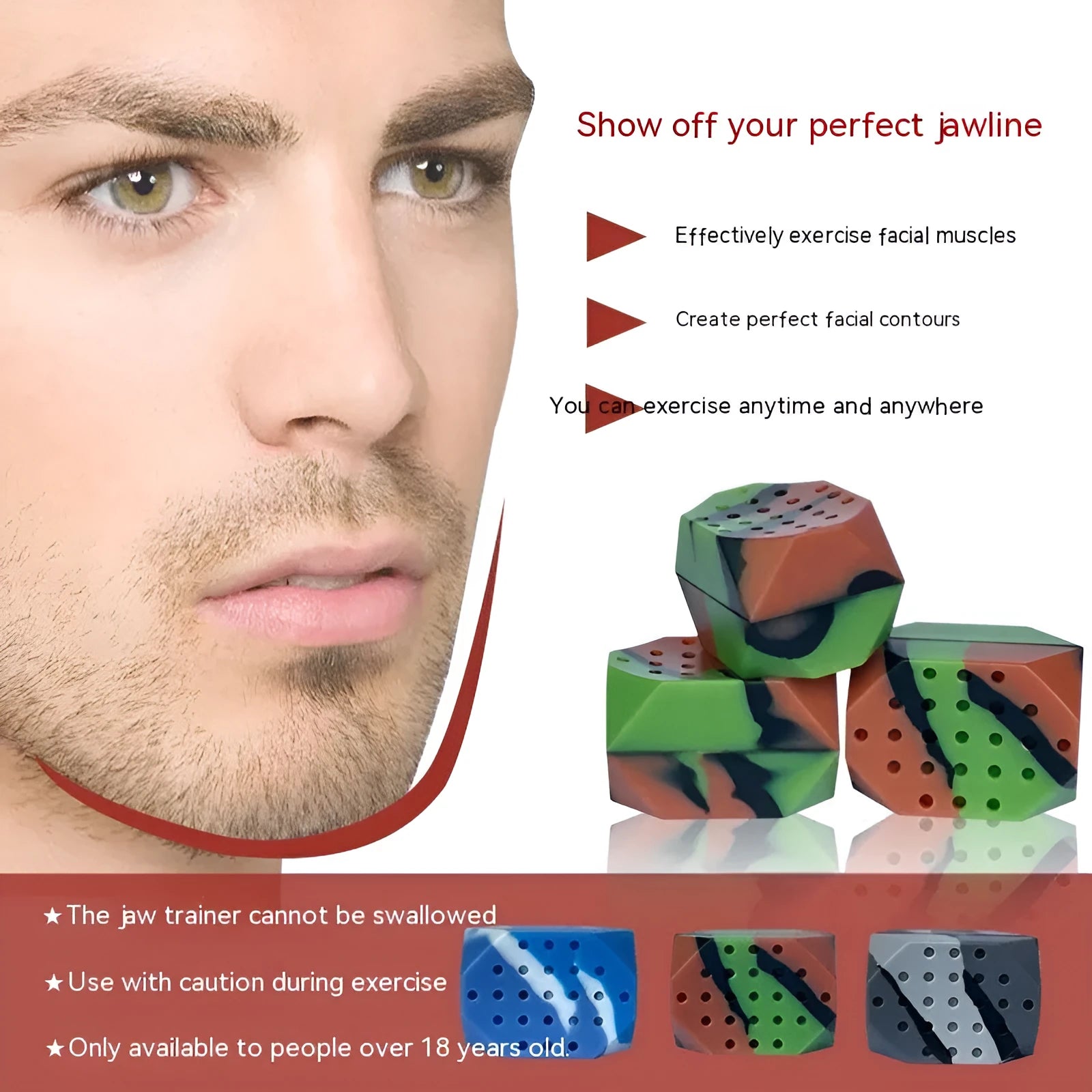 Camouflage silicone facial muscle fitness balls for masseter exercise and jaw tightening training