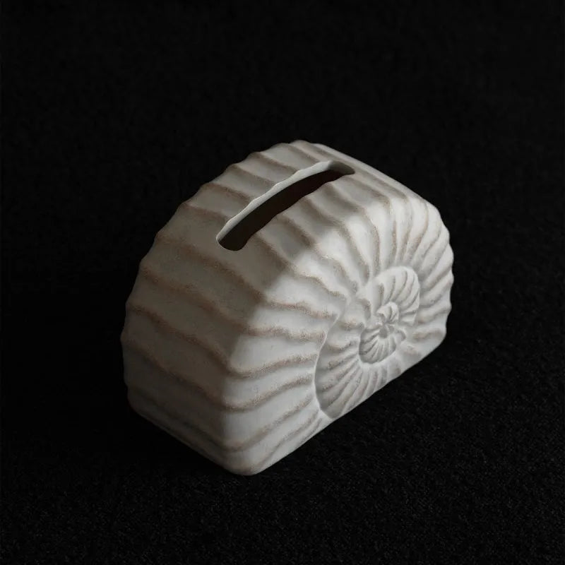 Resin tissue box decoration in conch ramble colour with modern minimalist seashell design