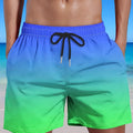Men's gradient colour 3D printed sports shorts in mesh fabric with micro elasticity