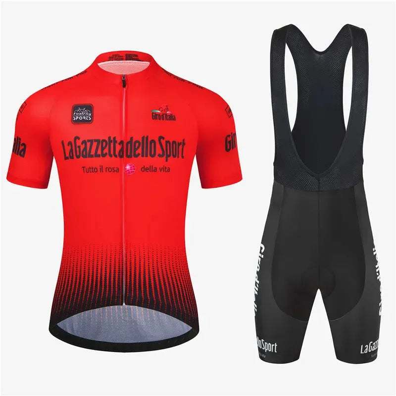 Men's patterned cycling suit with short sleeves for road biking in summer
