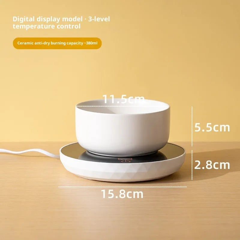 Ceramic cat bowl with USB heating mat, constant temperature water bowl for cats