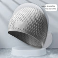 Solid colour silicone swimming cap in water drop shape for adult swimmers