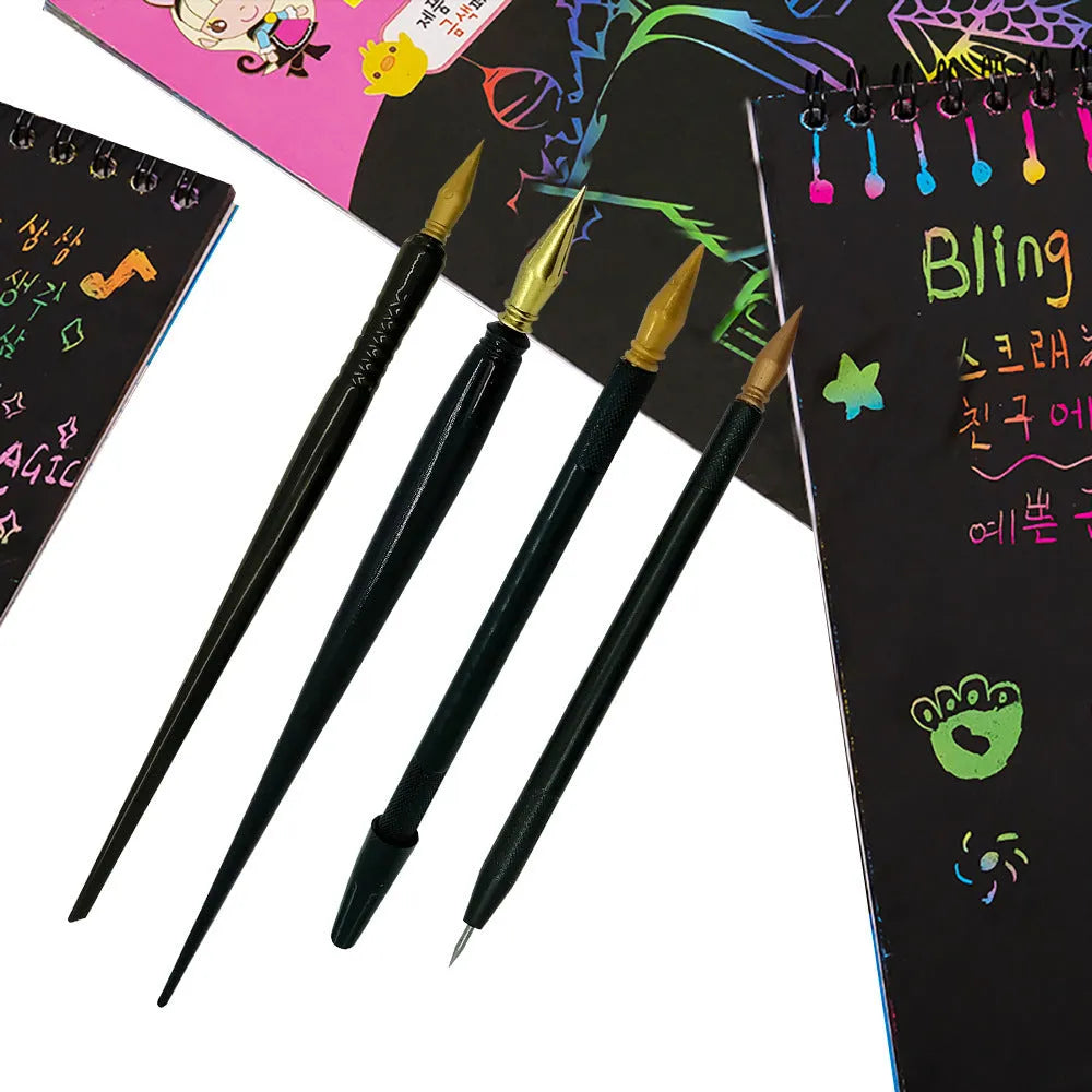 PS plastic scratch art pen for children's drawing tools with ergonomic design