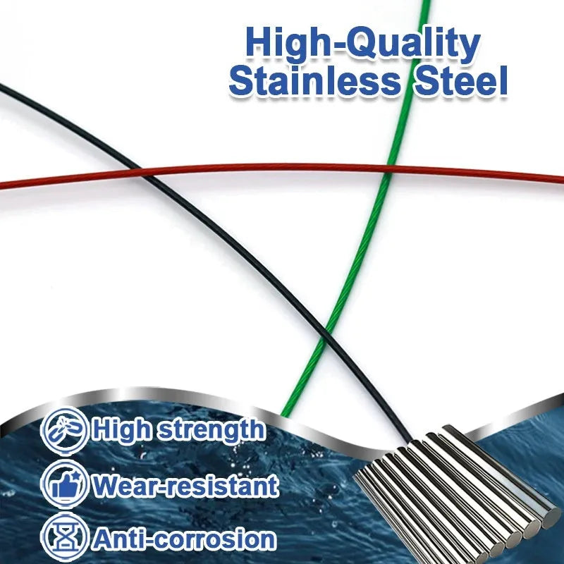 54cm green anti-bite fishing steel wire with a double buckle pin on a blue background.