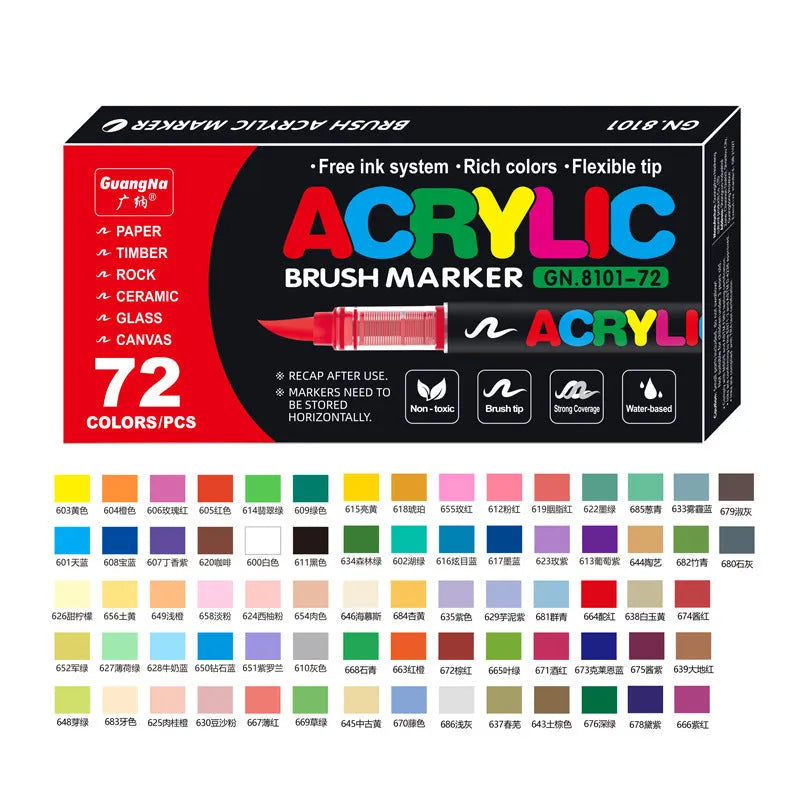 Set of straight liquid acrylic marker pens in multiple colours for art and graffiti
