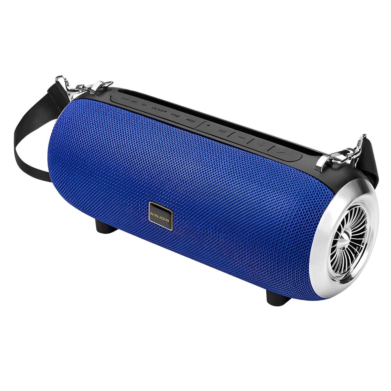 F666 rectangular portable Bluetooth speaker with fabric mesh finish and shoulder strap