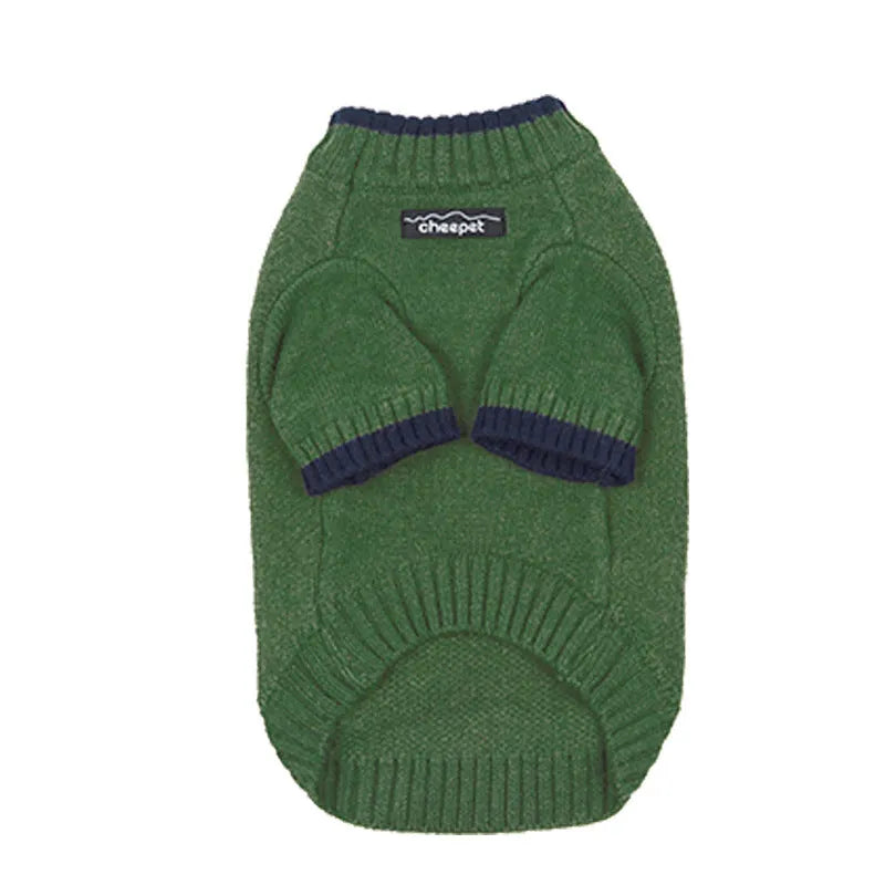 Two-leg pullover pet sweater in British-style knit with contrast colour, wool blend material for dogs.