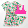 Girls' two-piece floral swimsuit in polyester fabric for swimming