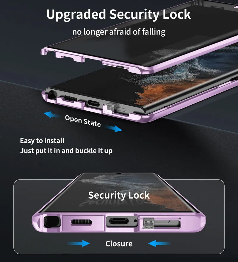 Magnetic king phone case with peep-proof mirror for Samsung Galaxy S24 Ultra in multiple colours