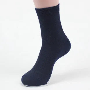 Men's bamboo fibre business socks with small square pattern in black, navy blue, and grey colours.