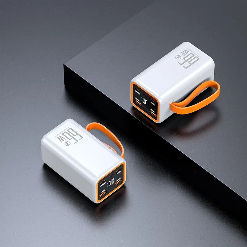 Black or white PD66W fast charge 20000 mAh portable power bank with creative design