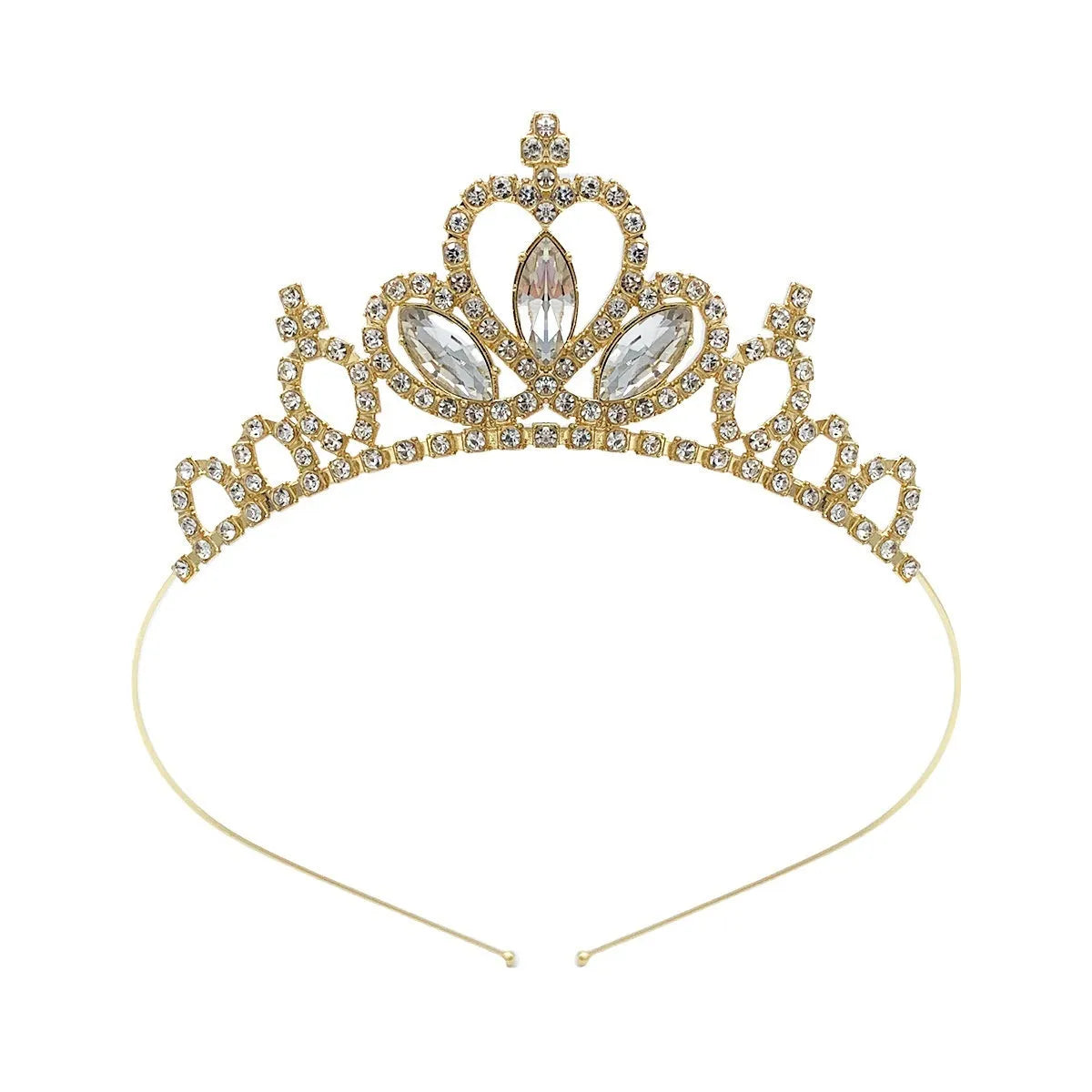 Girl's alloy princess crown with electroplated finish and crystal diamond decorations