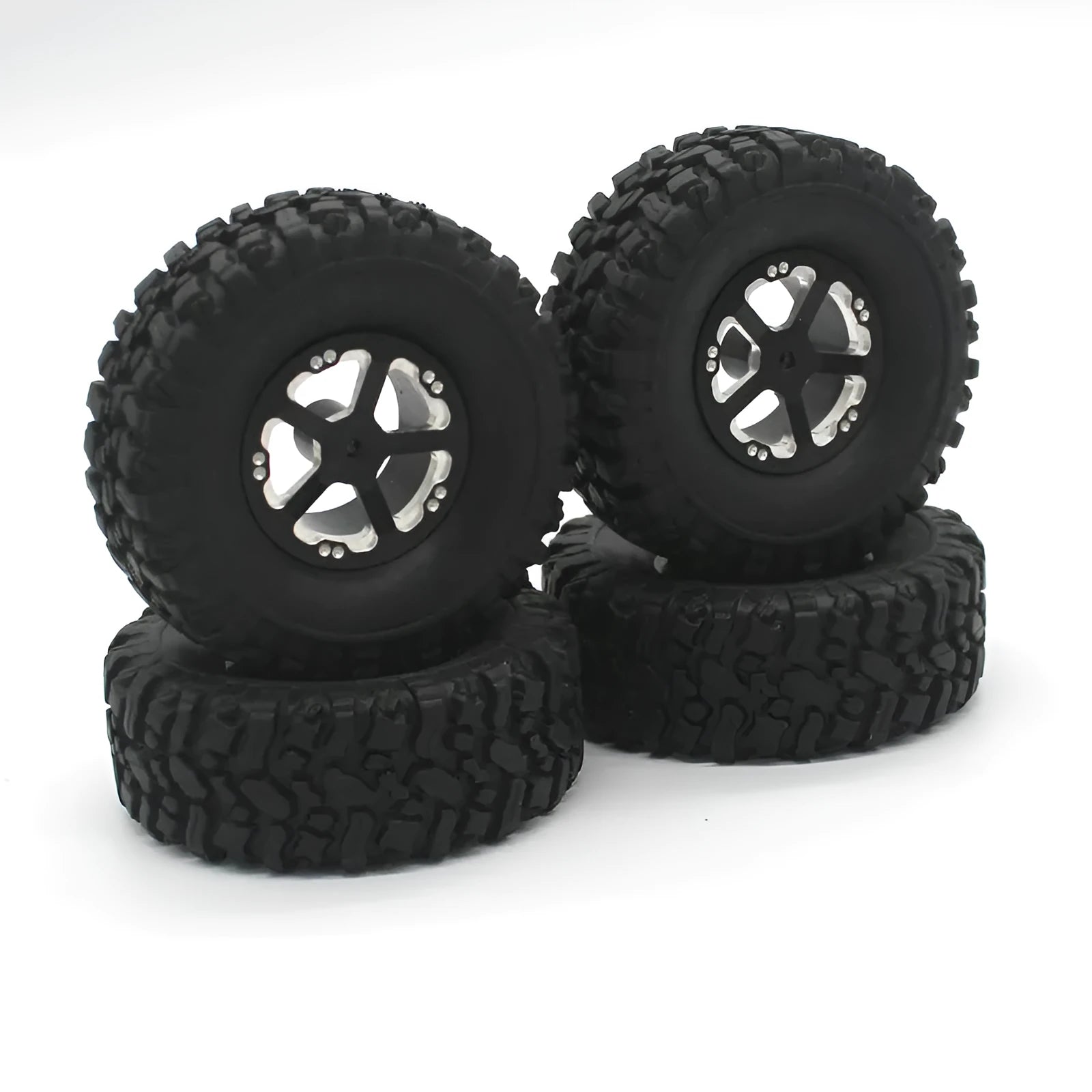Military RC car alloy metal accessories set with grey components and black tyres