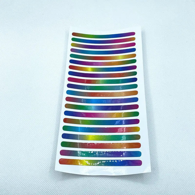 20-piece set of arc-shaped PVC reflective stickers for car wheel hubs in multiple colour options