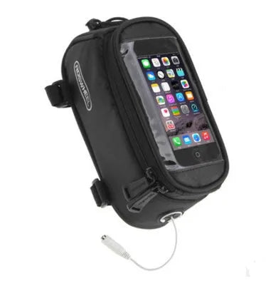 ROSWHEEL waterproof PVC bicycle frame bag for iPhone in black, blue, red colours showing three size options