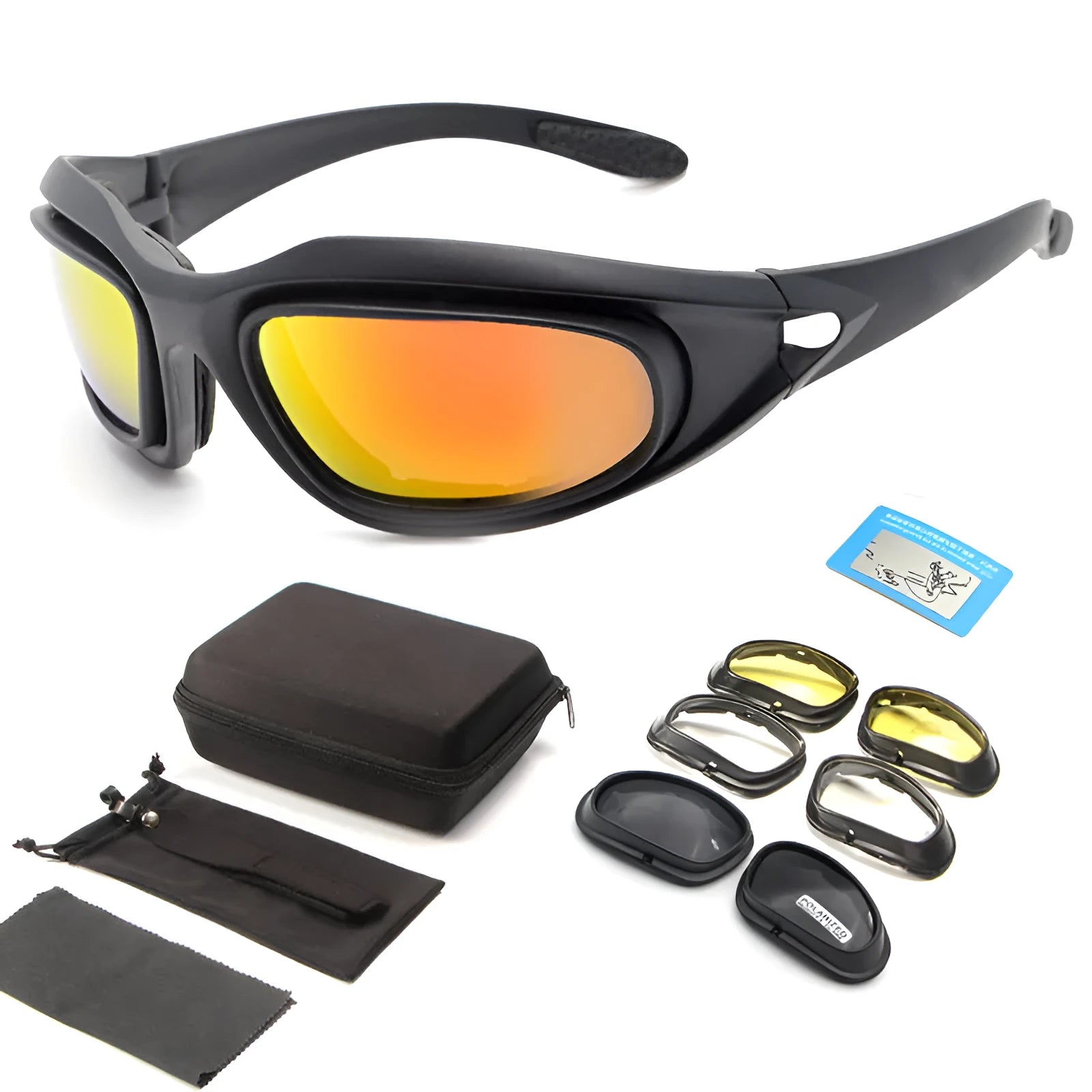 Tactical polarized sunglasses with full rim frame design for outdoor cycling and sports