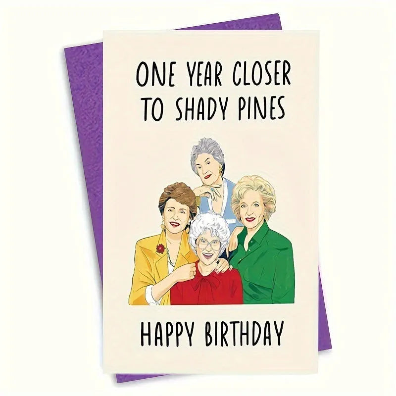 Simple printed paper birthday greeting card with a selection of coloured and kraft paper envelopes.