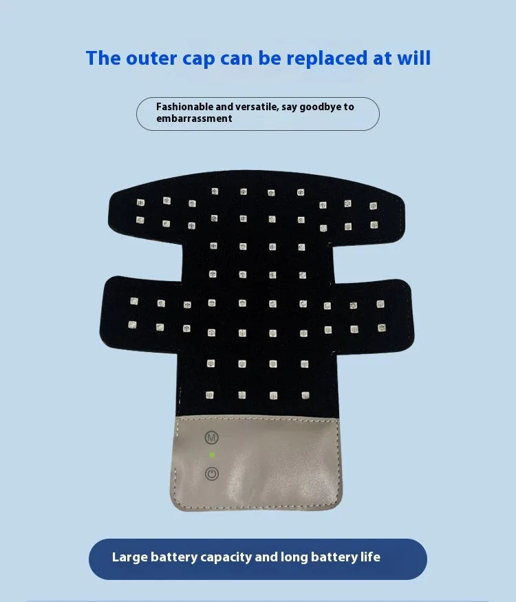 Black four-colour LED photon beauty mask with neck care strap and adjustable settings