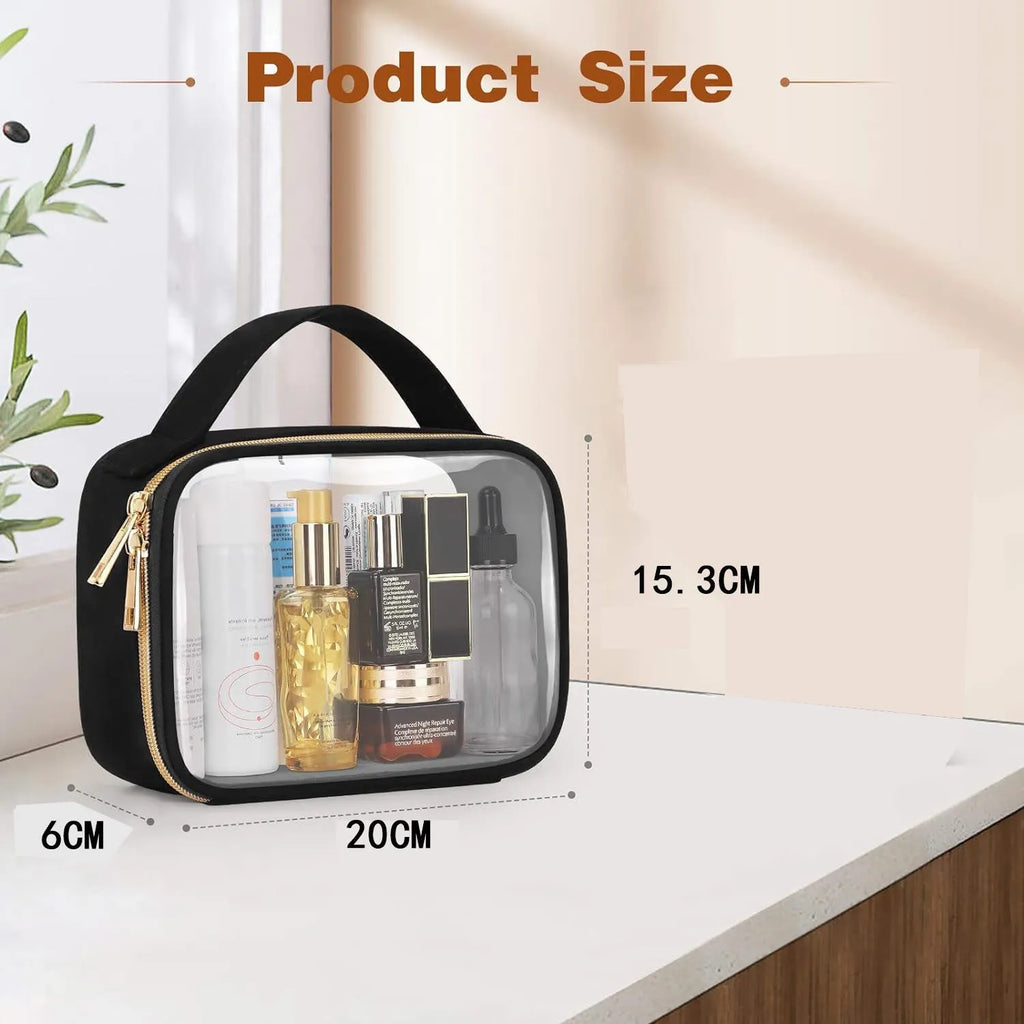 Transparent PVC lipstick storage wash bag with detachable chain in 7.85 inch size