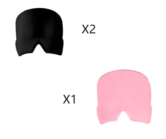 Black elastic cloth gel eye mask for headache relief with adjustable headband