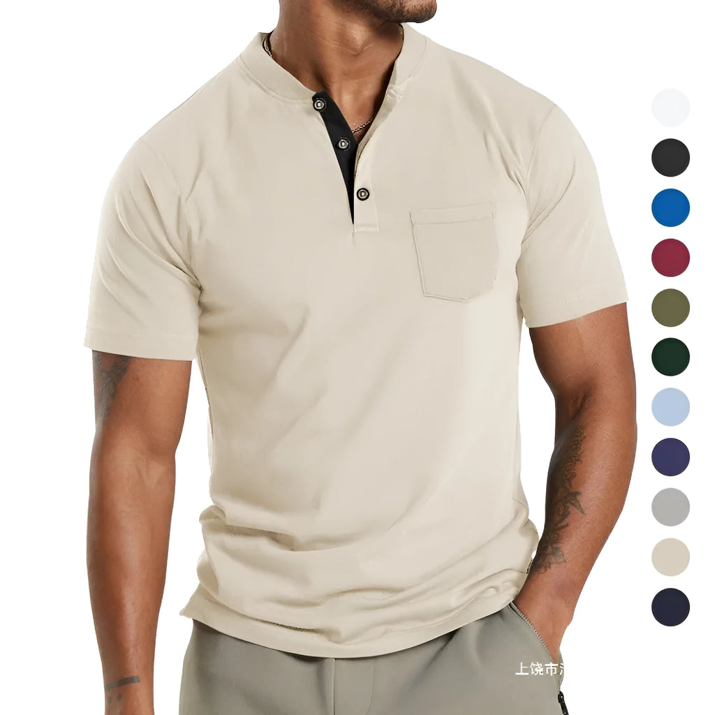 Men's plus size solid colour short sleeve shirt with a button chest pocket, shown in Army Green.
