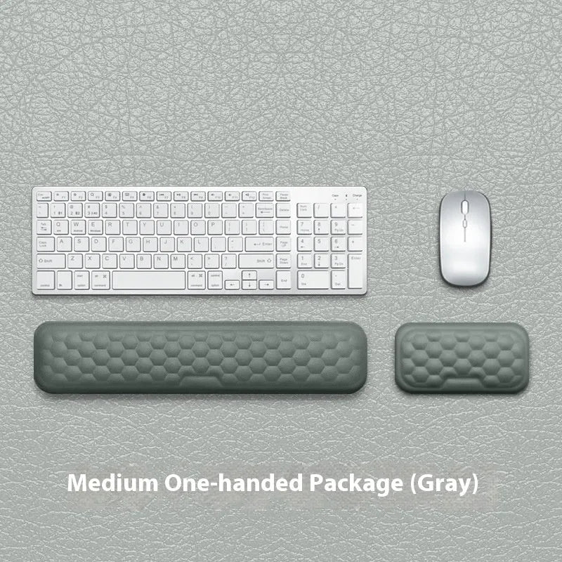 Memory cotton wrist pad for computer use in black or grey with cloth or leather options