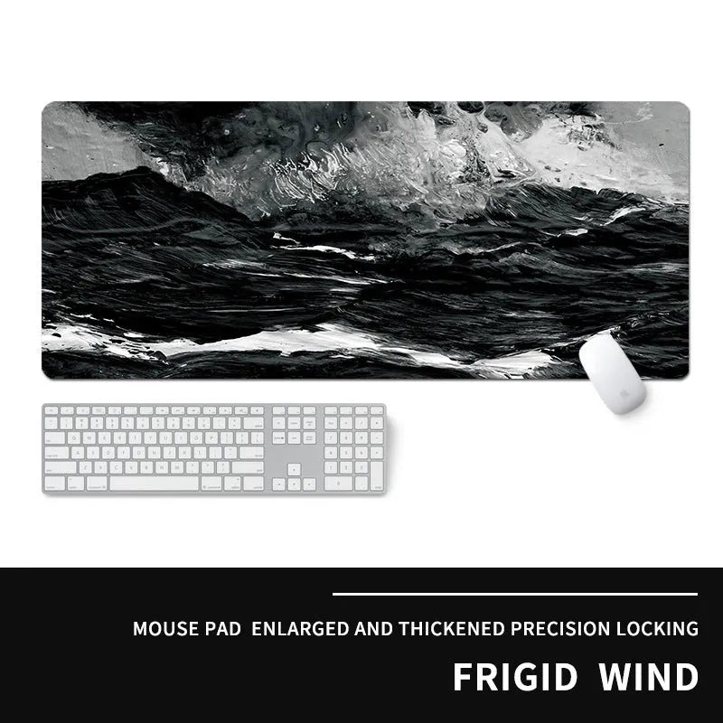 Oversized gaming mouse pad with extended surface for keyboard and mouse on desk