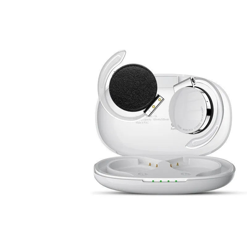 Black and white sports wireless Bluetooth earphones with bilateral stereo sound