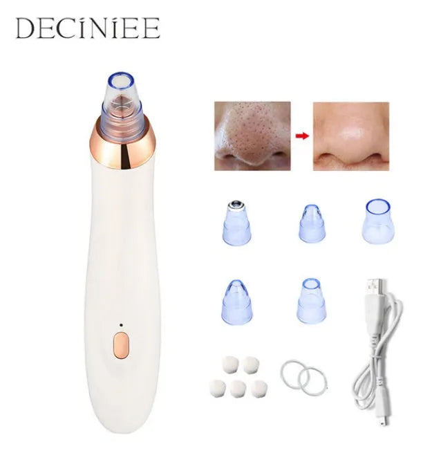 Electric blackhead remover device with multiple nozzle tips for facial pore cleaning