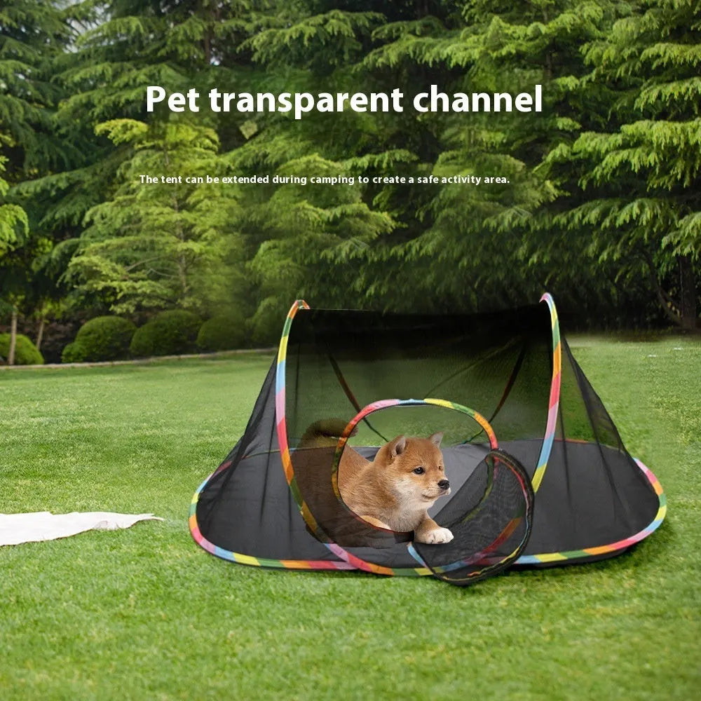Foldable mesh cat roll cage pet playpen showing hexagonal style configuration