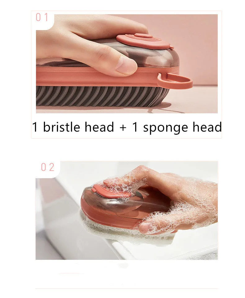 Automatic liquid cleaning brush with ergonomic grip for shoes and laundry cleaning