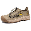 Men's hand-woven closed-toe sandals with elastic band and non-slip rubber sole