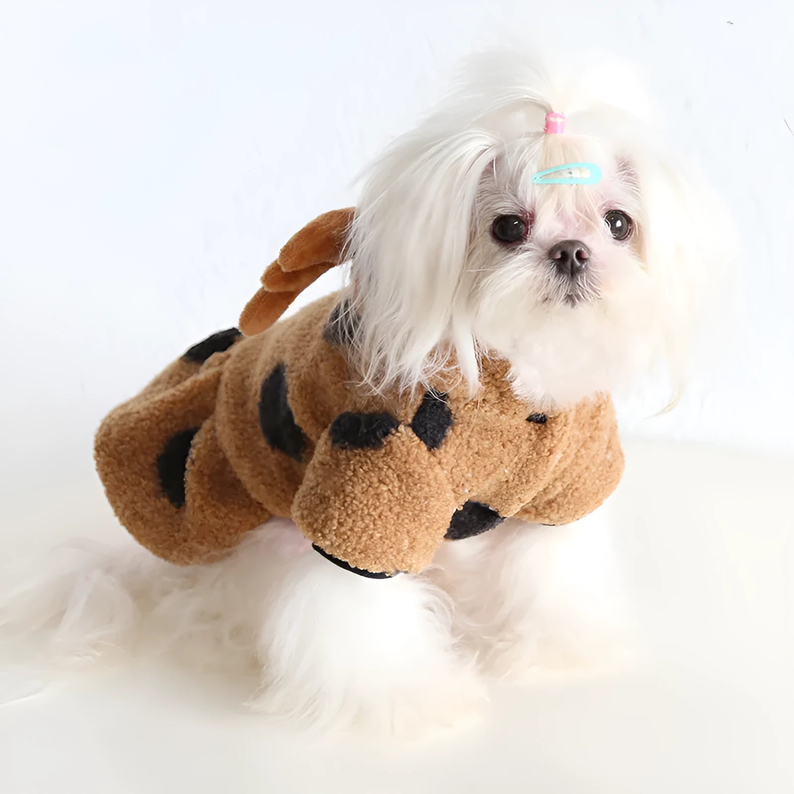Polka dot elk couple pet costume in four leg and skirt styles for dogs and cats
