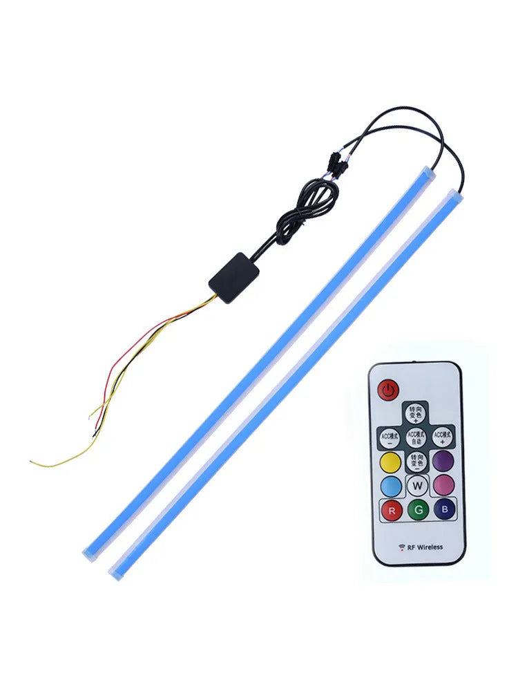Remote control and RGB LED daytime running light strips in 30cm, 45cm, 60cm sizes for General Motors cars.