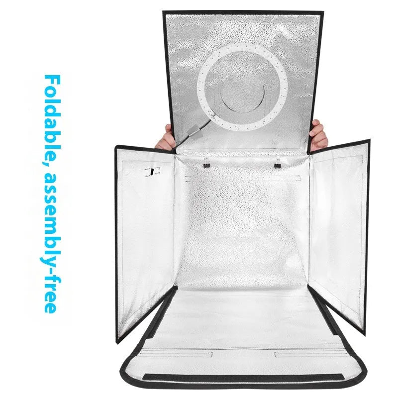 50cm studio light box with metal frame and collapsible design for product photography