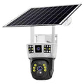 Solar-powered outdoor surveillance camera with three screens and solar panel