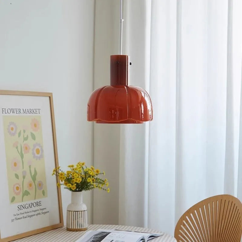 Medieval Glass Bud Retro Dining Room Chandelier pendant light in vintage design with E27 fitting