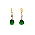 Green geometric teardrop alloy earrings with contemporary silhouette